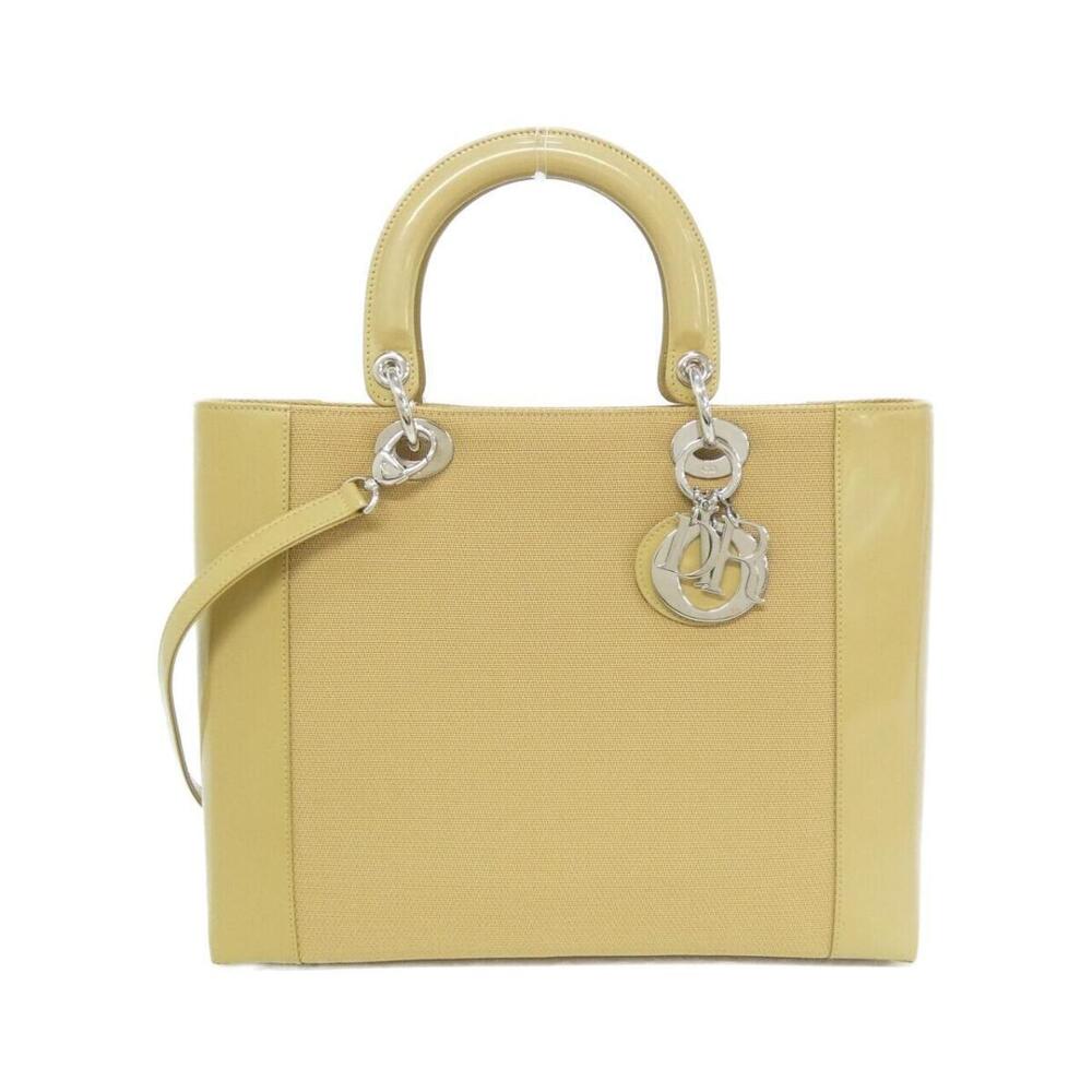Christian Dior Lady canvas body patent leather Yellow